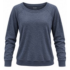 Tek Gear B8 Womens Blue Heathered Crew Neck Sweatshirt Thumbholes Size L