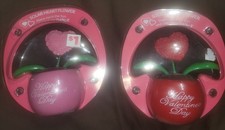 LOT OF 2 NEW 1 RED  1 PINK - Solar Dancing Heart Flower Happy Valentine's Day