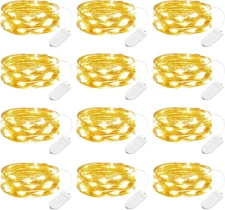 12 Pack Battery Operated Fairy String Lights with Timer 7 Feet 20 Led Waterpr...