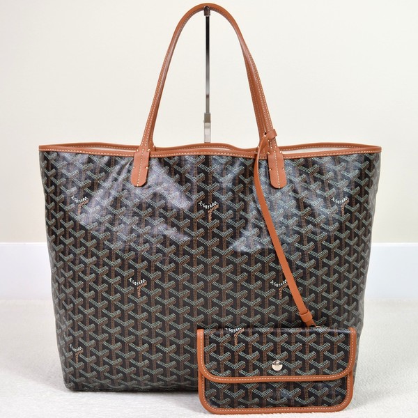 Goyard Saint Louis GM Brown Goyardine Canvas Tote Shoulder Bag Handbag Purse