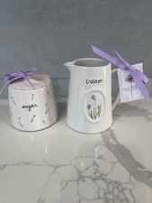 Rae Dunn Artisan Collection by Magenta Cream And Sugar Set Flowers spring NEW