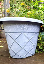 LARGE QUALITY  46CM GREY ANTHRACITE BLUE Plant Pot Garden Flower Plastic Planter