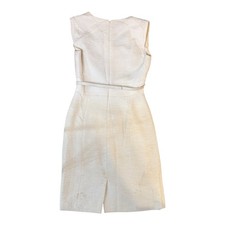 Tahari ASL Cream Sheath Belted Dress Size 2