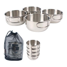 Folding Camping Bowl 304 Stainless Steel Lightweight Compact for Hiking Travel