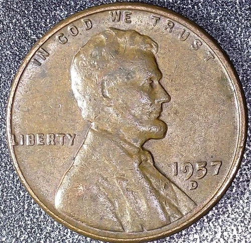 1957 D Lincoln Wheat Penny Die Chip Error On Date
