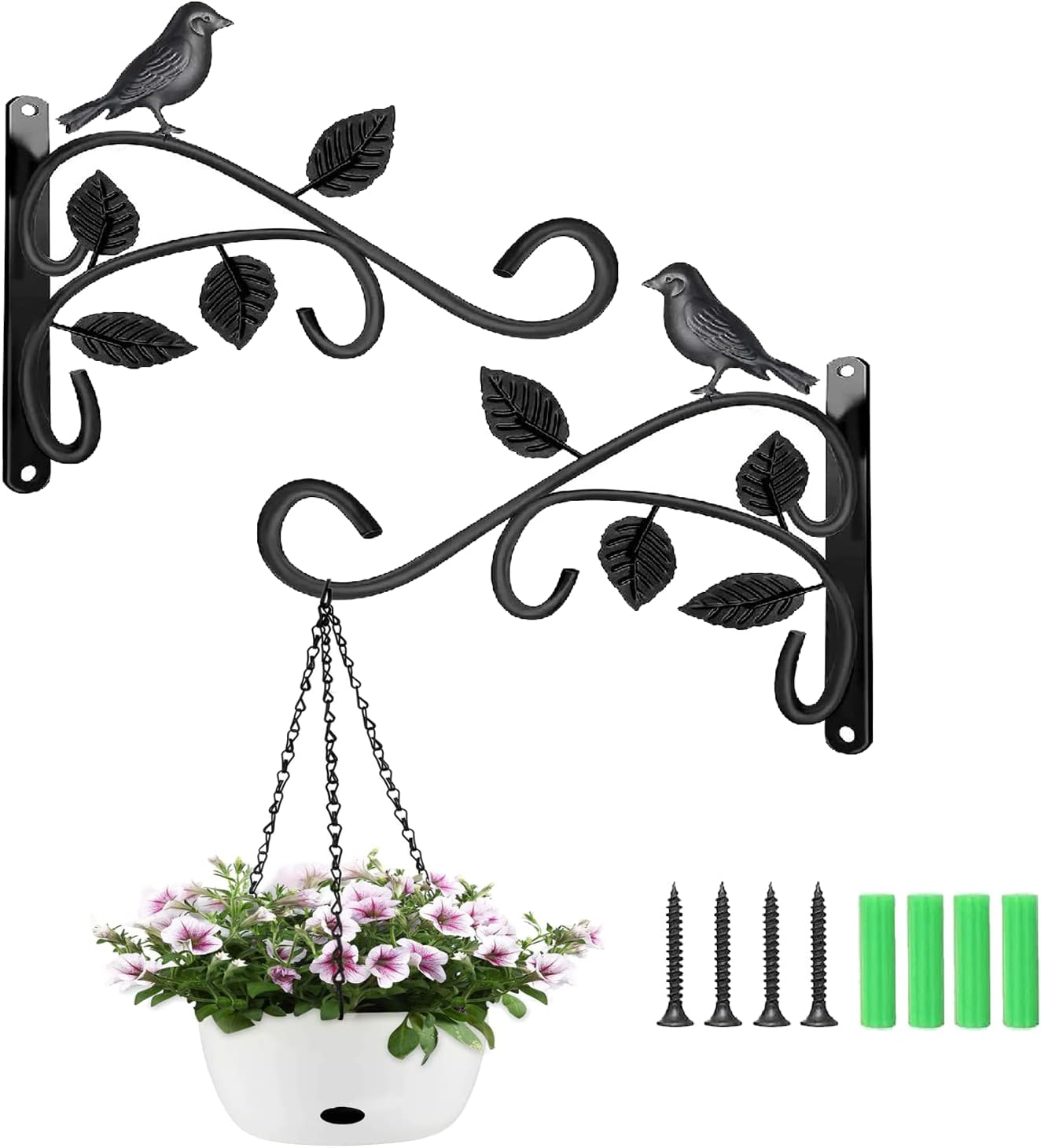 2 Packs Hanging Basket Brackets Wall Hanging Hooks 12 Inch Iron Plant Hanger Fo