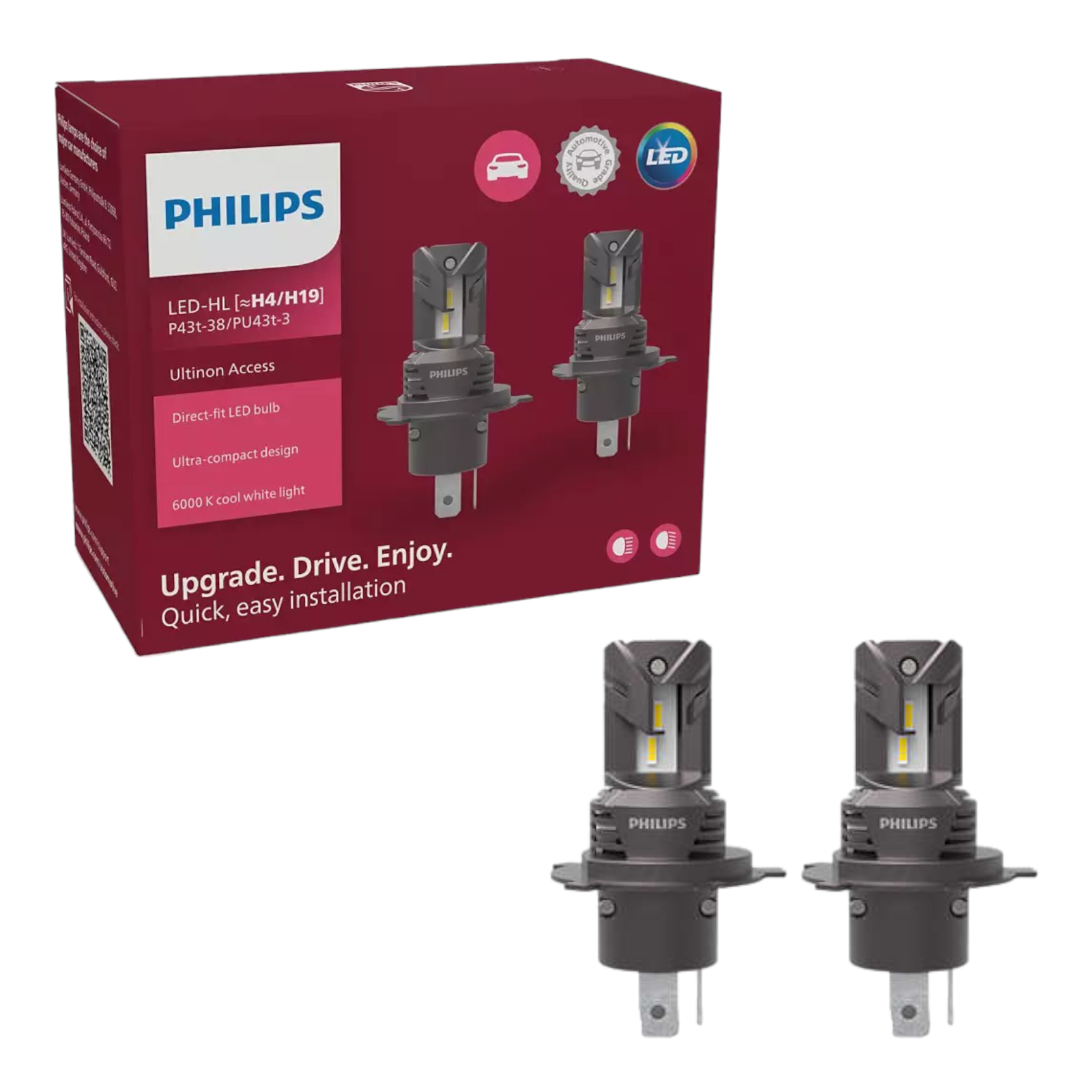 Philips H4 LED Glühbirne Leuchttürme Auto H4 H19 Ultinon Access -  Ultra-Kompakte