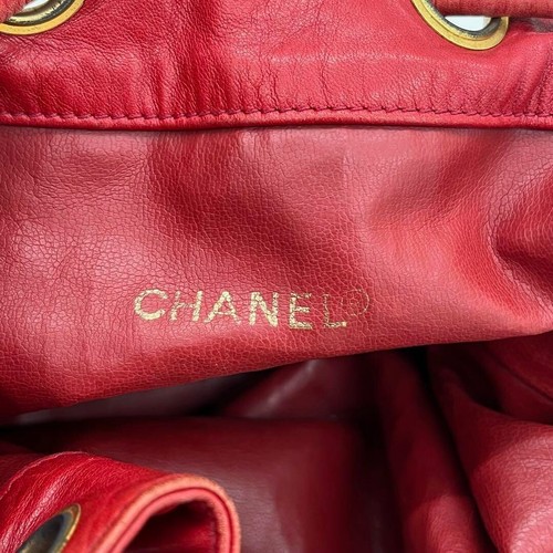 Bolso de Hombro Chanel Matelasse Cadena Piel de Cordero Rojo Auténtico Usado de Japón - - Imagen 19 de 20