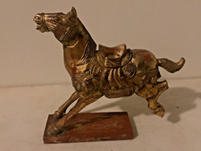 Rare Vintage Wood Hand Sculpture &Painted Chinese Tang Dynasty bucking War Horse
