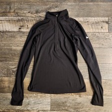 Nike Pro Dri-fit 1/2 Zip Long Sleeve Pullover Running Size Medium Black