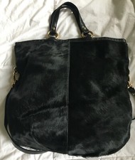 Pulicati Black Calfhair Large Convertible Hobo Tote Bag Crossbody Purse-nice