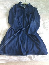 Blue denim shirtdress Pimkie Euro 42 matching belt and pockets GC