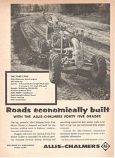 ALLIS-CHALMERS Publicité 1 Page Originale 1957 MODÈLE FORTY FIVE MOTOR GRADER