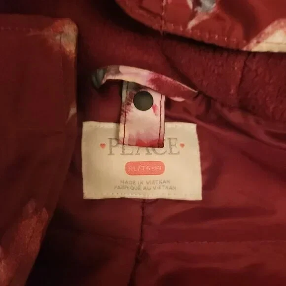 Chaqueta acolchada con capucha con estampado floral de invierno para niñas Abrigo para clima frío Foto 2 de 4