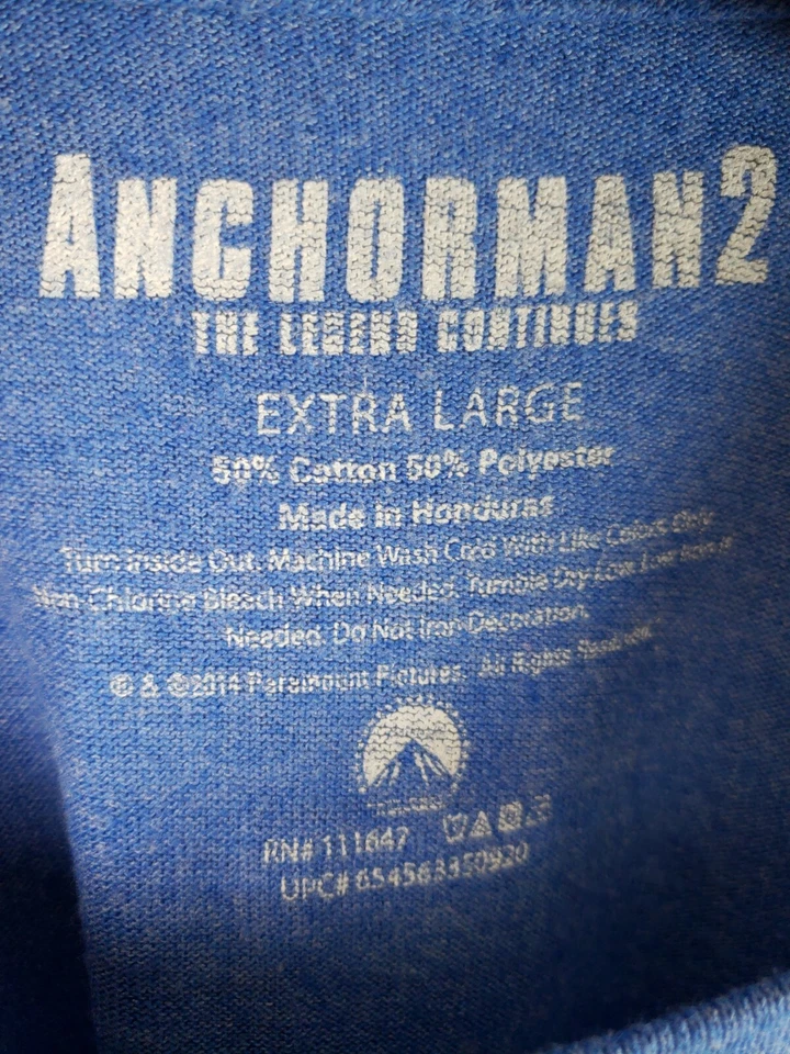 Anchorman 2 No Touching of the Hair or Face Short Sleeve XL Blue T-Shirt  - Image 4 of 4