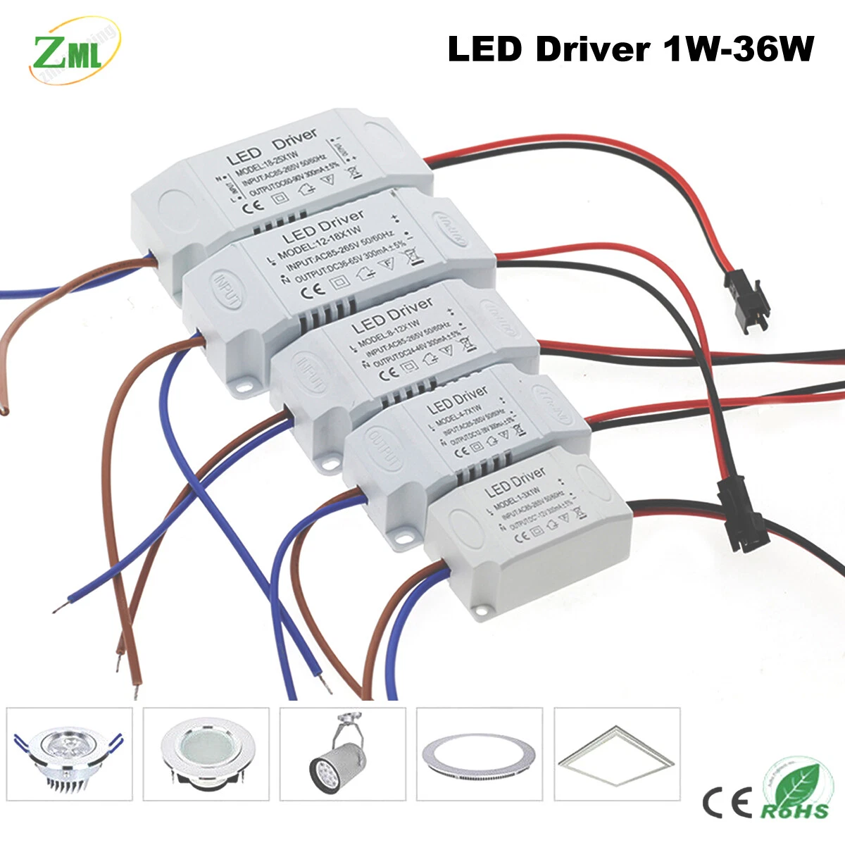 Driver LED 300mA étanche IP67 Adaptateur De Transformateur D'alimentation 85-265V AC Vers 24-45V DC Sortie Basse Tension Pour Lumière LED, Projet Informatique, Lumière Extérieure Et Toutes Les Lumière