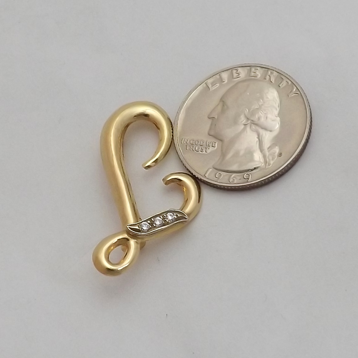 Solid 18k Gold Initial Cursive Letter L Brooch Pi… - image 8