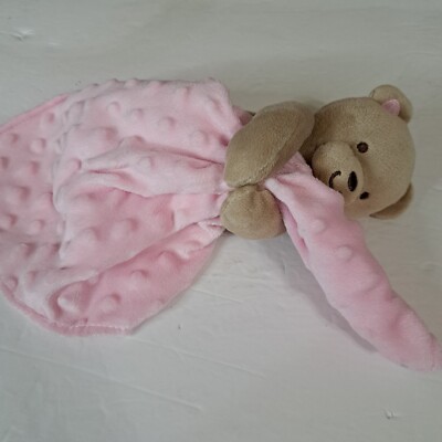Carters Lovey Baby Security Blanket Plush Pink Brown Teddy Bear Rattles 
