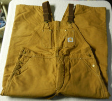 Carhartt Duck Bibs Overalls Brown Men's Size 40X30 RN 14806 Union Made USA