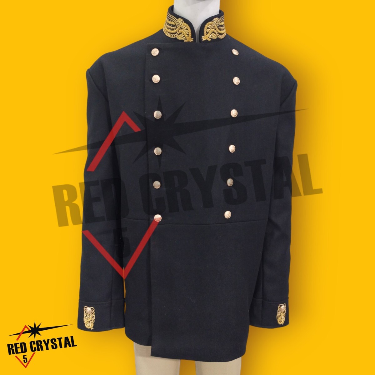 New Men's Black Military Uniforms Period British Jacket Coat Expedited  Shipping