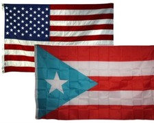 3x5 USA American Light Blue Puerto Rico 2 Pack Flag Wholesale Set Combo 3'x5'