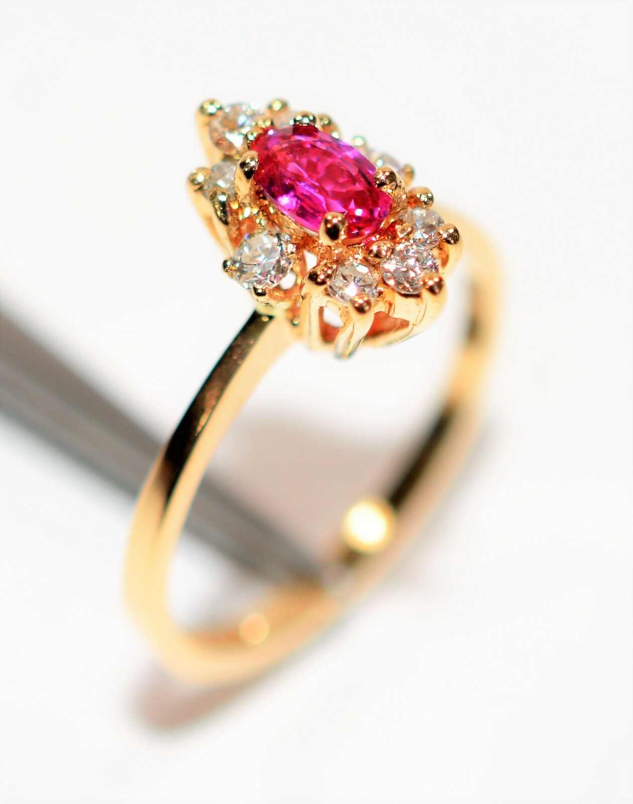 Natural Ruby & Diamond Ring 14K Solid Gold .60tcw… - image 4