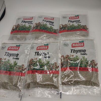 Badia Thyme Tomillo Dried Herb Spice .5oz ea 2025 resealable bag prepper Lot 6