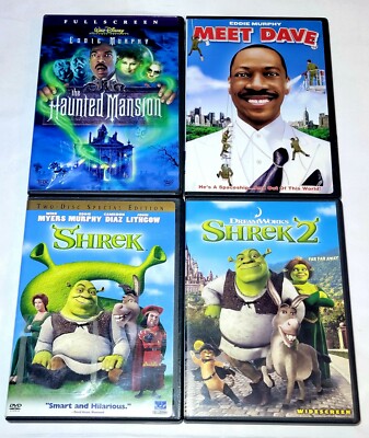 The Haunted Mansion, Meet Dave, Shrek & Shrek 2 DVD Eddie Murphy Lot
