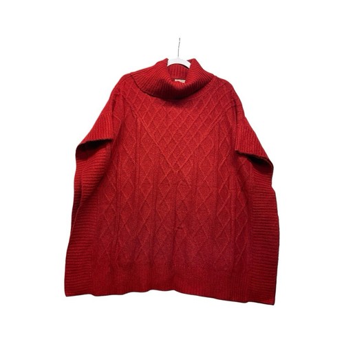 Loft Stitchy Red Turtleneck Poncho XS/S