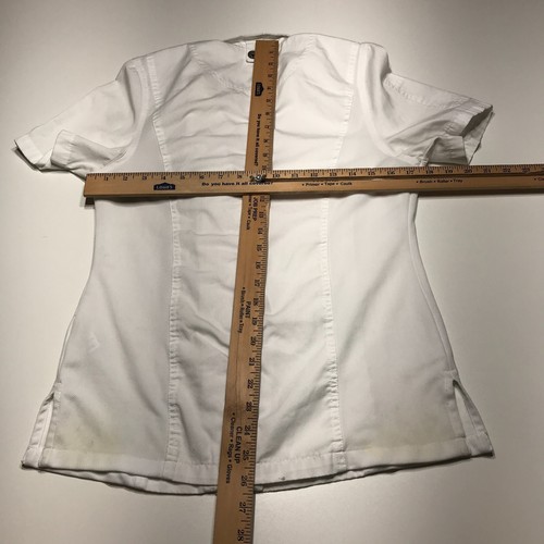 Chef Works Jacket Top Womens Small White Springfield Sleeve Pocket Zip Closure - Picture 9 of 11