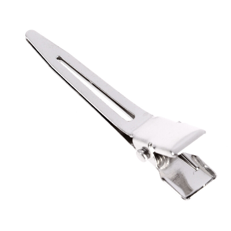 10Pcs Single Prong Hair Clip 4.5cm Alligator Flat Clips Metal Hairs