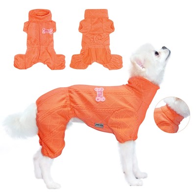 Dog Sweater Shirt Four-Leg Knitted Warm Sweater for Small Medium Dog Orange XL