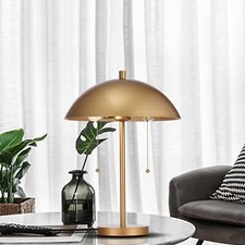 Matte Gold 2-Light Metal Dome Table Lamp Modern Contemporary