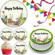Garden Gardening Cake Topper Party Deco Edible Birthday Celebration Cupcake