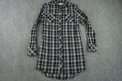 Eleven Paris Mens Medium Shirt Blue Plaid Snap Front Long Sleeve Western Casual