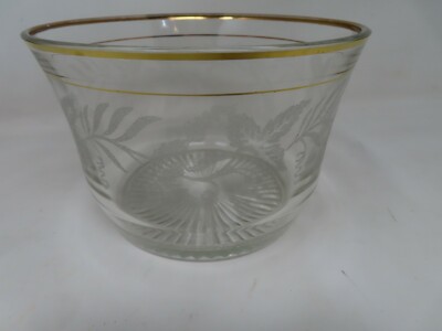 Vintage Ice Bucket Bartlett Collins Crudite Dish Bowl Crystal Etched Grapes Bar 
