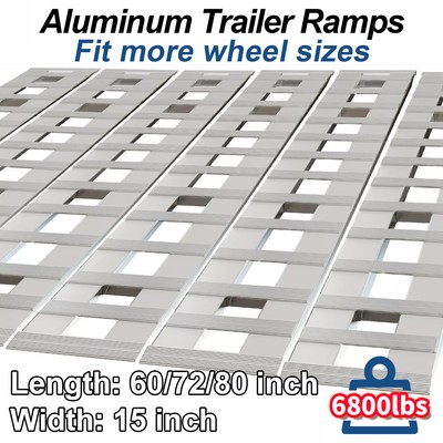 60/72/80'' Aluminum Ramps 6000-7000 LBS For Truck Car Auto Trailer Ramps Hook End
