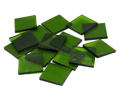 Moss Green Cathedral RR Squares | Fusible 96 | Cut Mosaic Glass Tile Shapes 