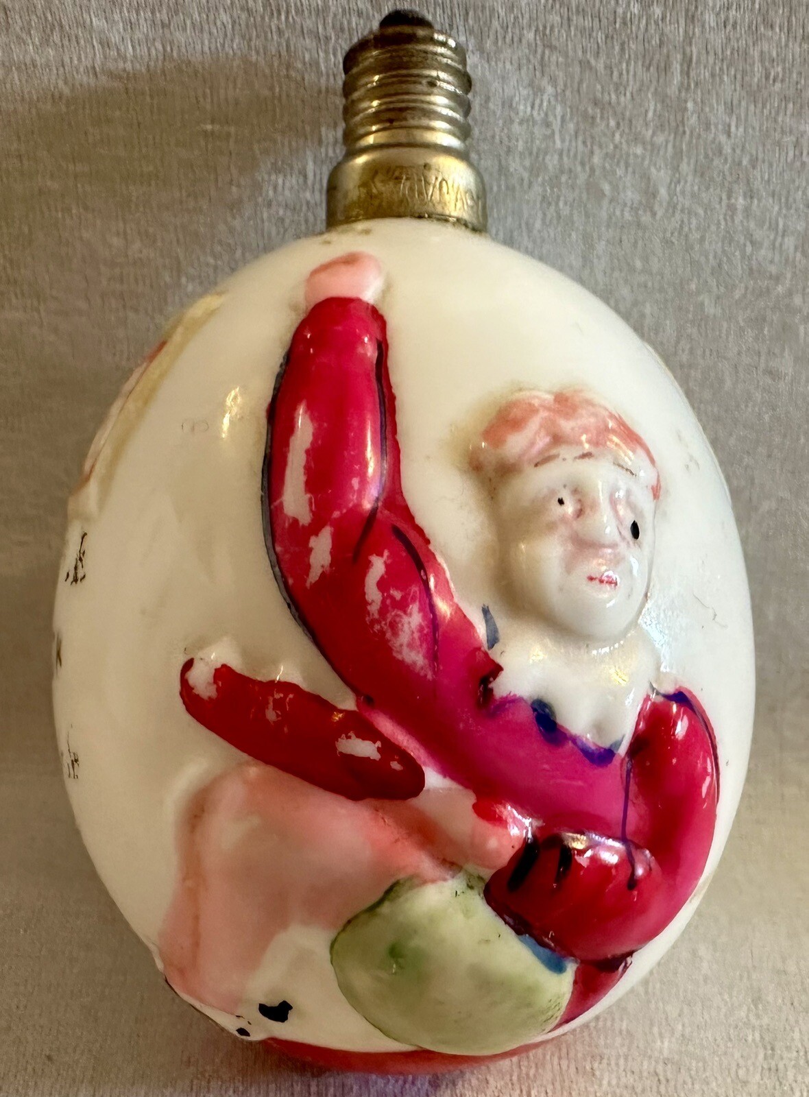 2 Vintage Figural Christmas Light Bulbs. 1 Santa, 1 Little Jack Horner