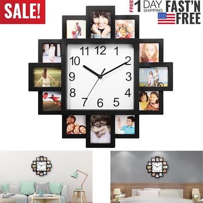 Modern Wall Clock DIY Photo Frame Clock Multi-Photo Art Picture Clock Home Decor