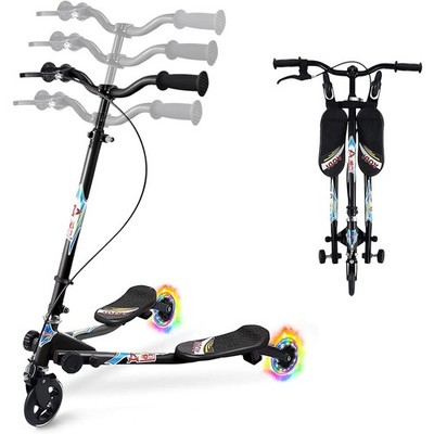 Swing Scooter for Kids, 3 Wheels Foldable Wiggle Kick Scooter Push Drifting w...