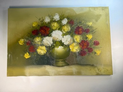 Victorian antique wild rose hand painted original oil PAINTING floral vintage
