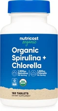Nutricost Organic Spirulina + Chlorella (3,000mg) 180 Tablets - USDA Organic