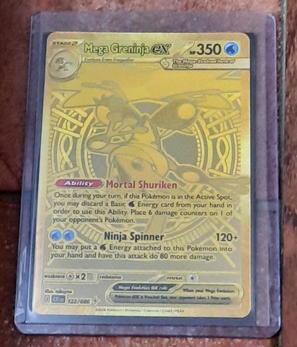 Mega Greninja EX 122/086 Mega Hyper Rare Chaos Rising Gold Card Pokemon ...