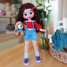 Red Dress Crochet Doll, Handmade Crochet Amigurumi Doll Gift, Amigurumi Doll