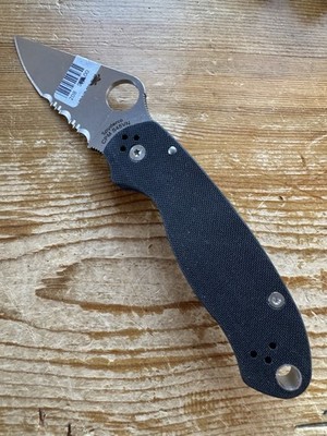 Spyderco Para 3 CPM S45VN Partial Edge Black G10 PM3 C223GPS Factory Second -B
