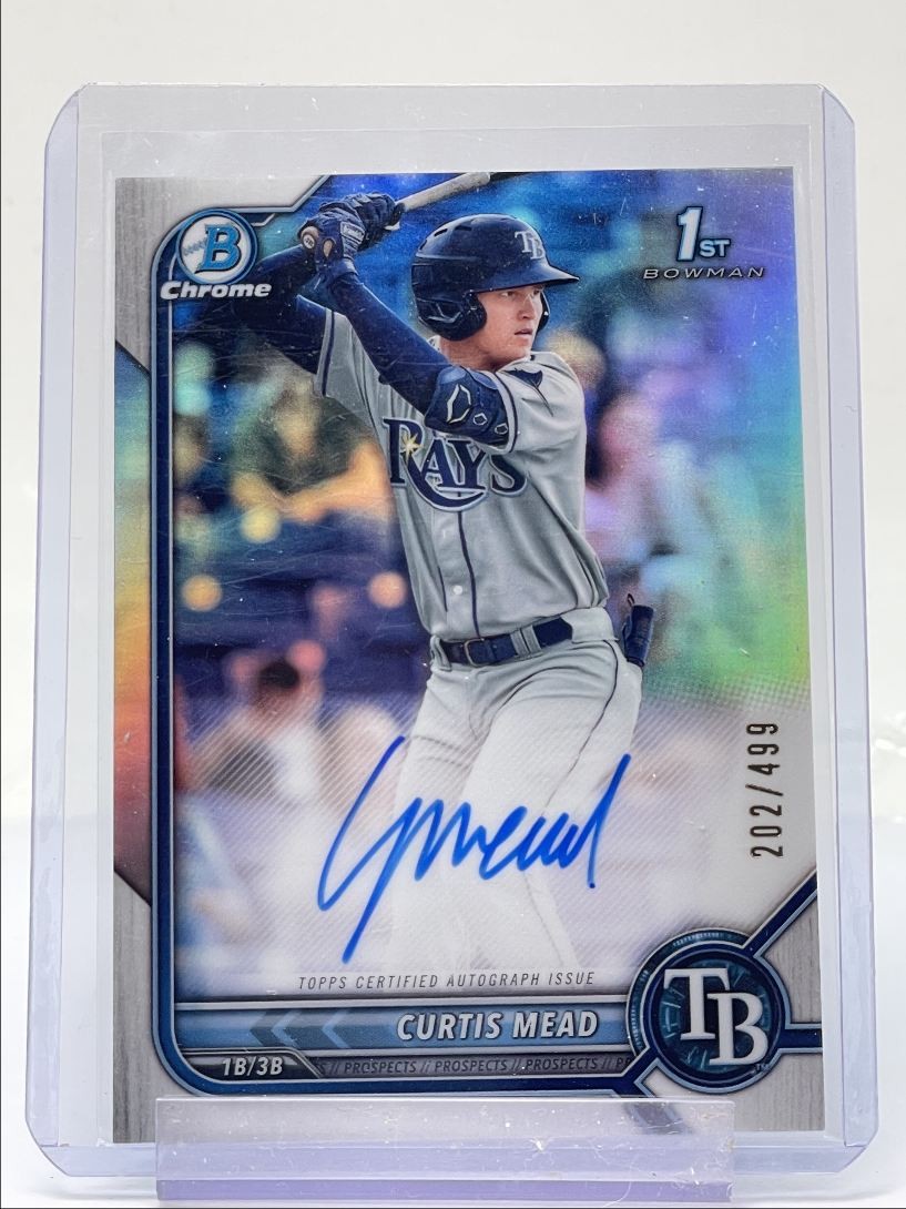 CURTIS MEAD 2022 BOWMAN CHROME 1ST AUTOGRAPH REFRACTOR AUTO /499 Q5496