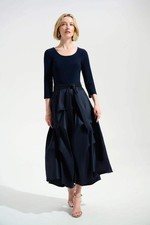 Joseph Ribkoff Pleated Taffeta Midi Fit and Flare Dress 261720