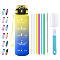 Trinkflasche 1L Auslaufsicher, Sportflasche Mit Strohhalm, KohlensäUre