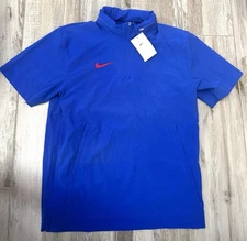 Men's Nike Football 1/4 Zip SS Royal Blue Hooded Pullover DV6755-483 Size Medium